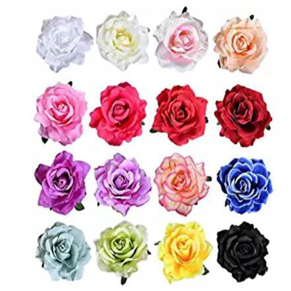 SZanbana 16Pcs Rose Flower Hair Clips Fashion Fluffy Rose Aalligator Clip Backing Brooch Pins Accessories For Women Girl Bridal