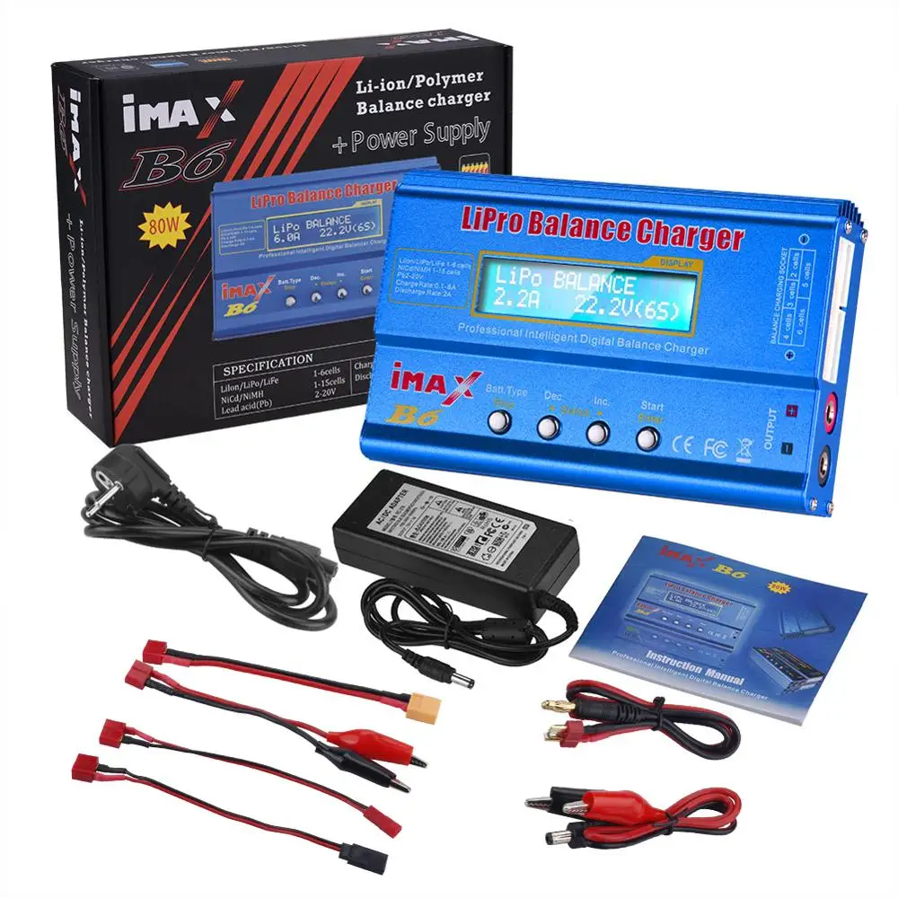 HTRC imax B6 80W Digital RC Balance Charger Discharge for LiPo NiMH NiCd LiFe Pb Battery Lipro Charger+ 15V 6A Adapter Optional