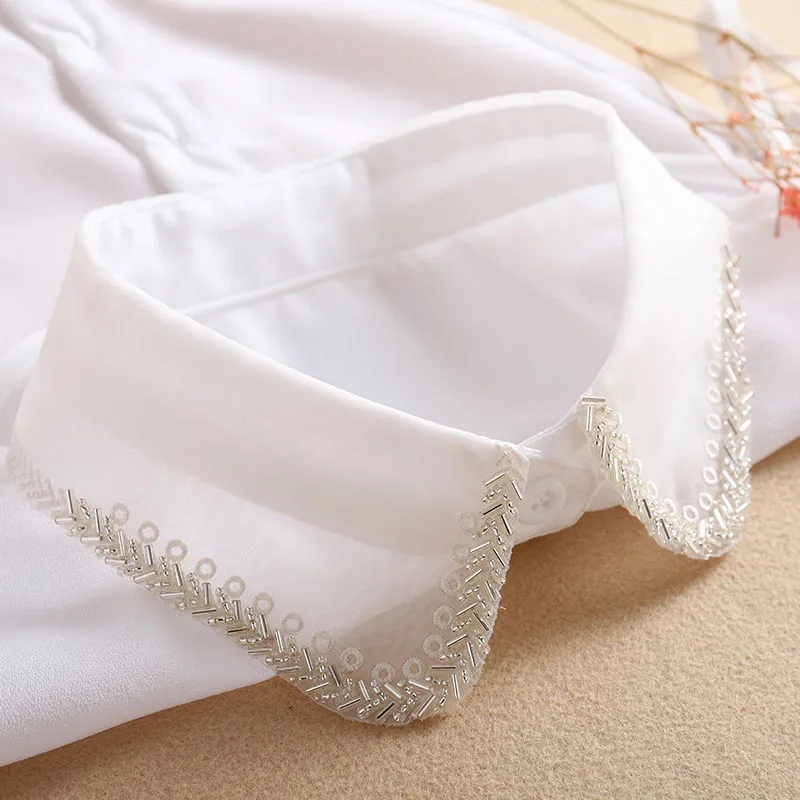 

Белый съемный воротник для женщин 2020 женская рубашка с ложным воротником черные с бусинами съемный поддельный съемный воротник женская рубашка