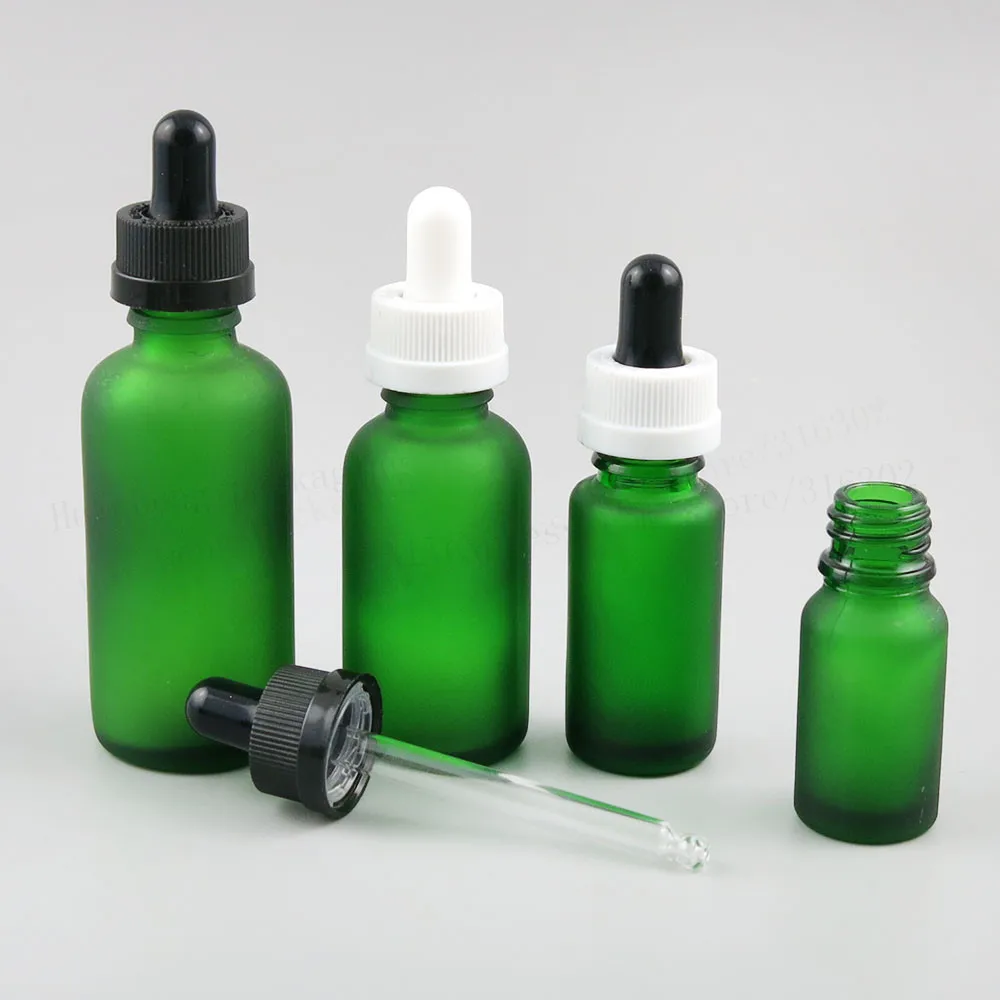 

12 x Refillable Empty Frost Green Glass Bottle with ChildProof Drop 1oz 1/3oz Drop Vials 5ml 10ml 15ml 20ml 30ml 50ml 100ml