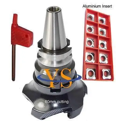 

New BT40 FMB27 45mm M16 holder + SE-KM-45 degree face mill cutter KM12 80-27-5T + 10pcs SEKT1204 aluminium carbide inserts