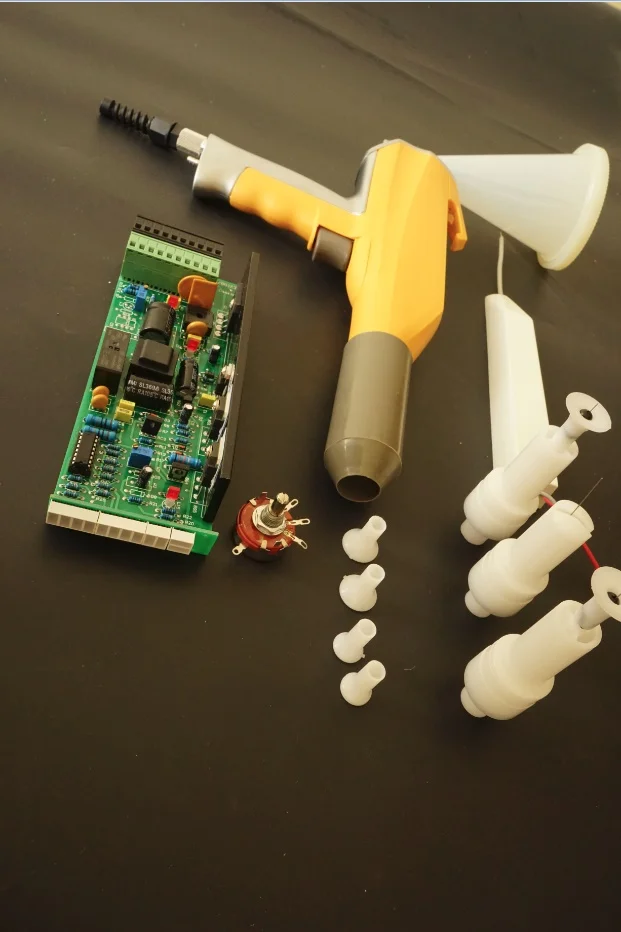 Hele set hoogspanning elektrostatische poeder test spray coating machine experiment systeem met gun barrel en hopper