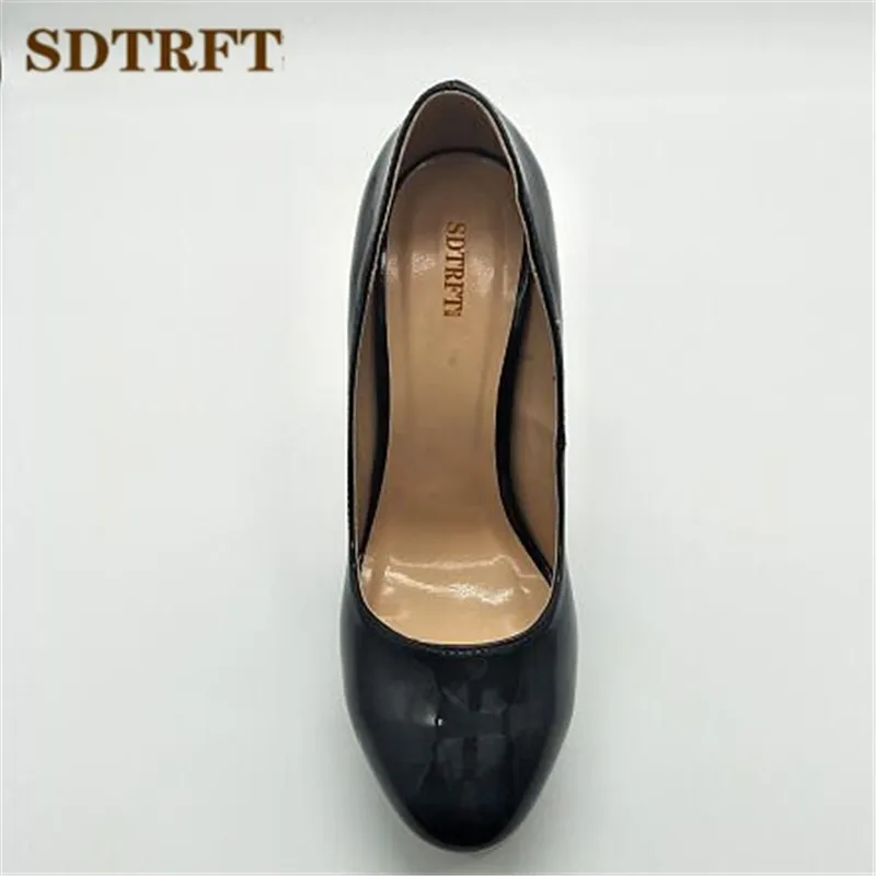 SDTRFT Plus:44 45 46 47 48 Spring 16cm thin heels sexy woman Patent Leather Gold bottoms Nude wedding shoes ladies dress pumps