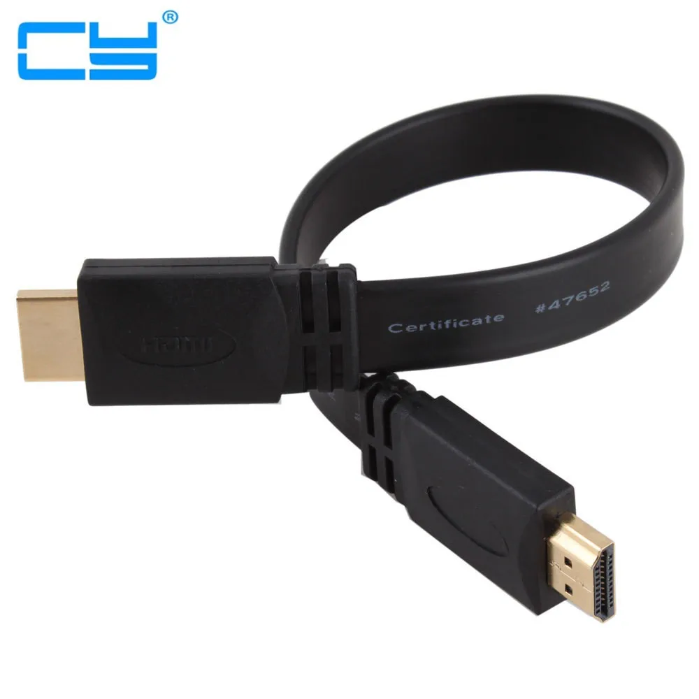 Cabo banhado a ouro 3d, versão 1.4, hd-compatível com cabo flat de 25cm, cabo curto de hd-compatível com hdtv, xbox, ps3