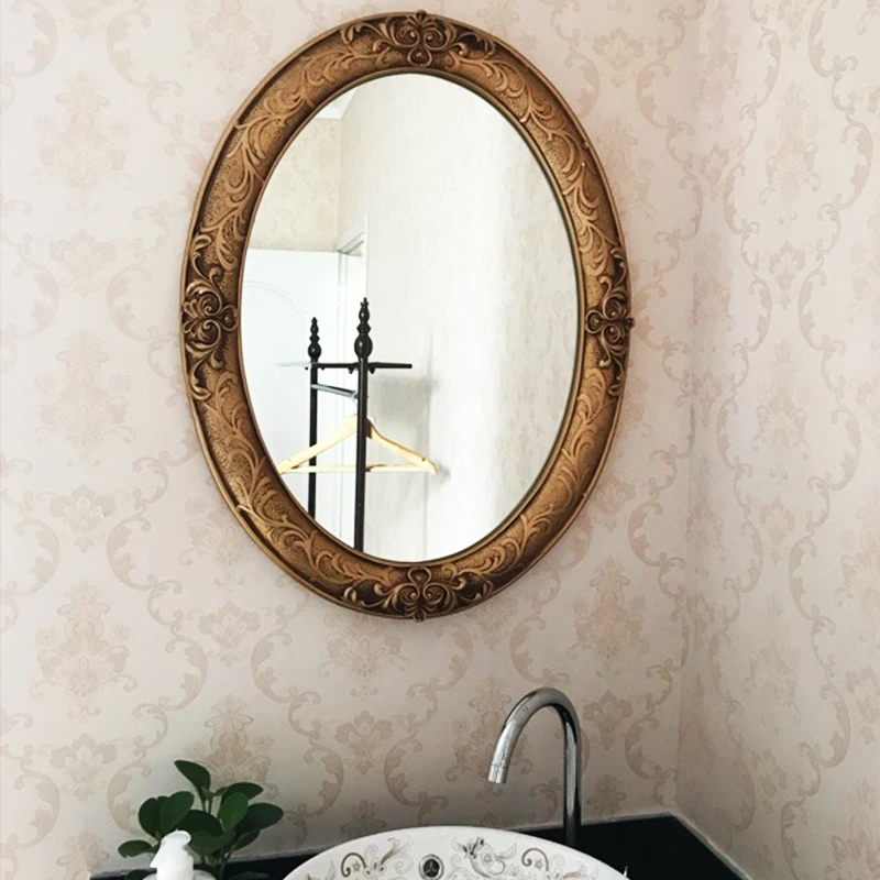 62cmx81cm European Retro Oval Bathroom Mirror Entrance Beauty Dressing Mirror wall decorative mirror for living room large