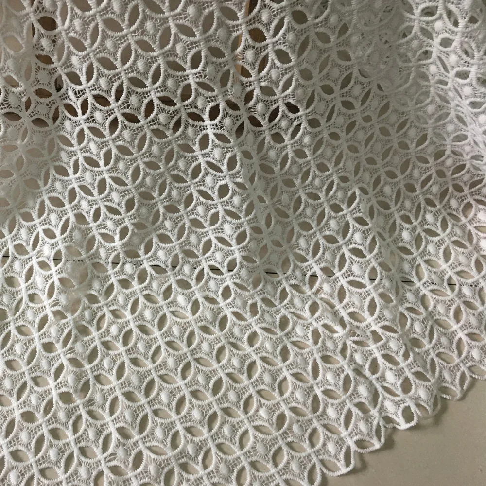 5y 2018 Latest Nigerian Lace Fabrics For Wedding Dress High Quality White African Embroidery Guipure Milk Silk Cord Lace Fabrics