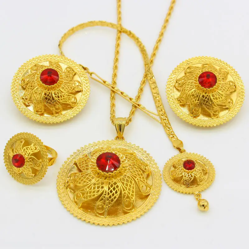 Adixyn New Ethiopian Wedding/Party Jewelry Sets Gold Color Jewelry Habesha African Women Party Gifts