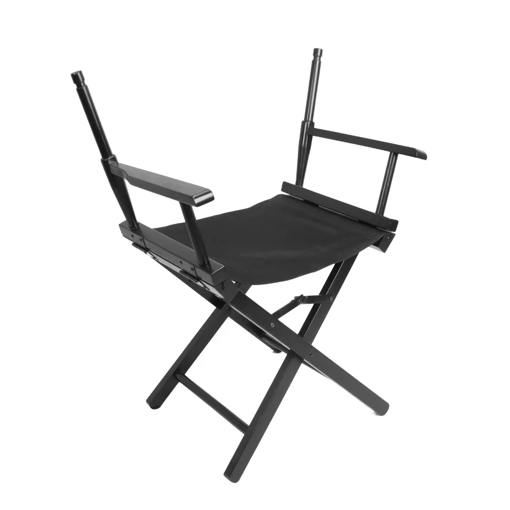 Folding Director Chair Portable Makeup Artist Director Chair Steel Outdoor Camping Fishing Black