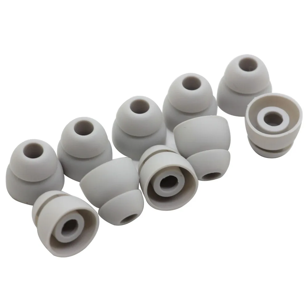 POYATU Double Flange Ear tips Tips For Powerbeats 2 Powerbeats3 Wireless Headphones Replacement Silicone Ear tips Ear Buds Grey