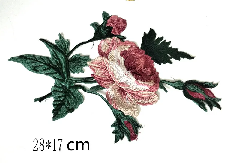 Large Peony Embroidered Flower Patches Sew On Floral Patches Stickers For Clothing Lace Appliques Accessories