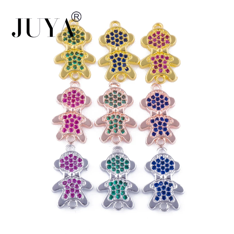 3 Pcs wholesale Multi-color Zirconia Crystal Lovely Kids Charms Boys Connectors Pendants For Jewelry Making DIY Accessories