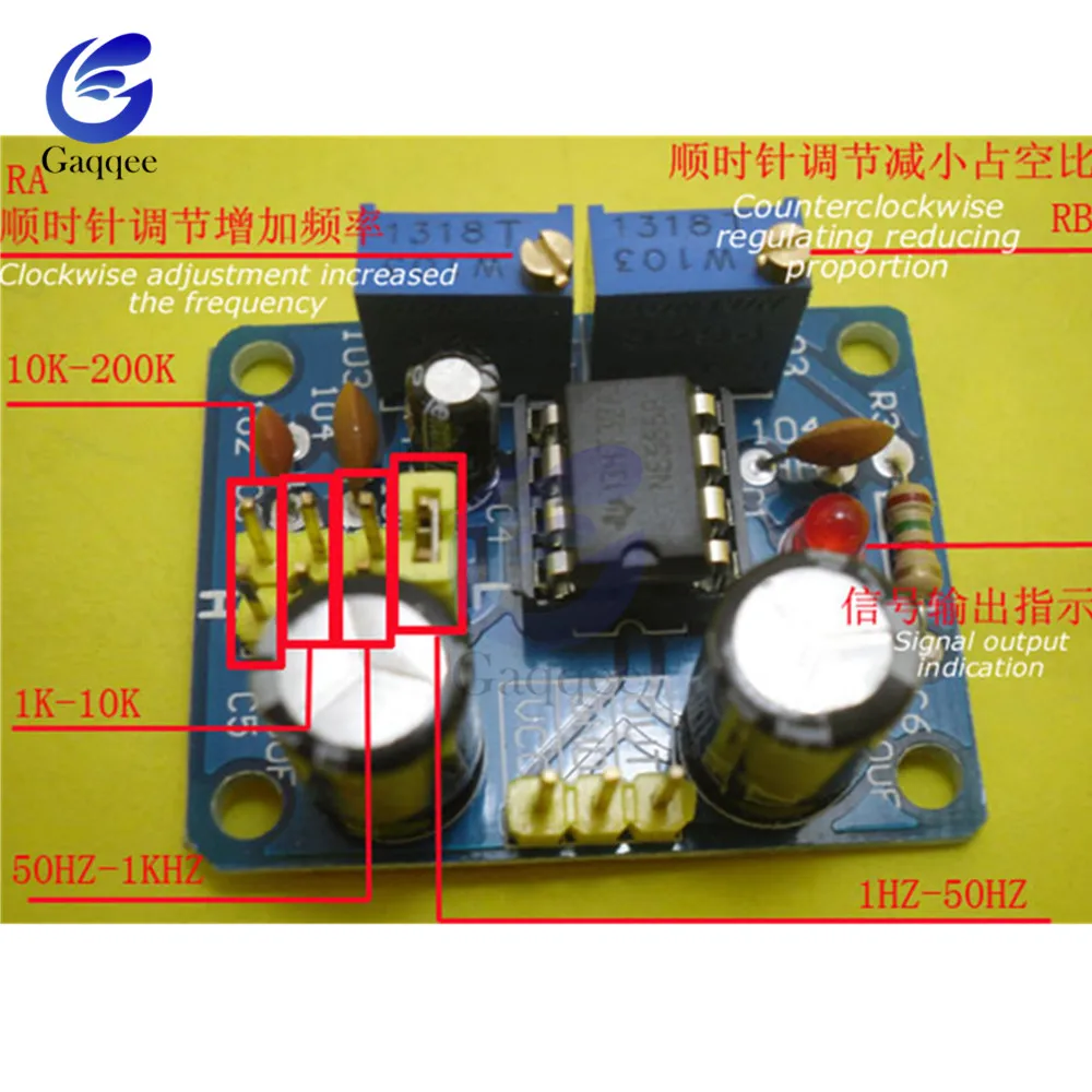 NE555 Pulse Frequency Duty Cycle Square Wave Rectangular Wave Signal Generator Adjustable 555 Board NE555P Module