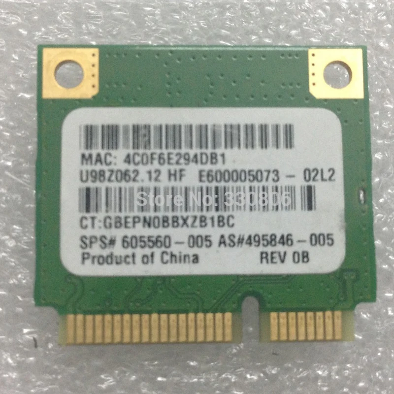 

AR5B95 802.11b/g/n wifi Half Size Mini PCI-e Wlan card For 4321S 4420S 4320S 4520S 4720S Series,SPS: 605560-005