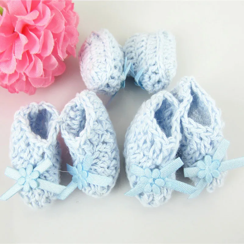 12Pairs Handmade miniature crochet booties For baby shower favors baptism party decorations 2.5 x 4.0cm