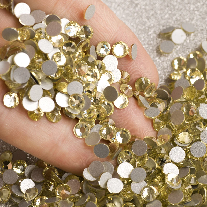 YANRUO Jonquil Yellow Glass Stones Non Hotfix Flatback Strass Nail DIY Rhinestones Crystals Glue on Clothing