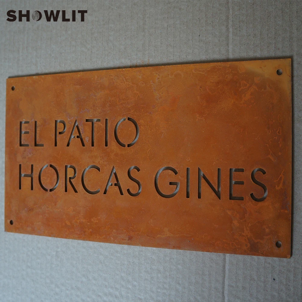 2mm Thickness Room Number Plate Rusted Steel Custom Made Home Number With Family Name Sign Plaques