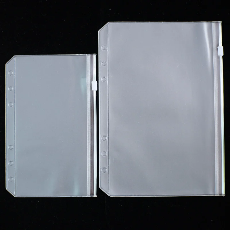 Spiral Notebook A5/A6/A7 PVC Storage Bag Receive Card Zipper Pocket Loose Leaf Diary Coil Ring Binder Filler Calendar