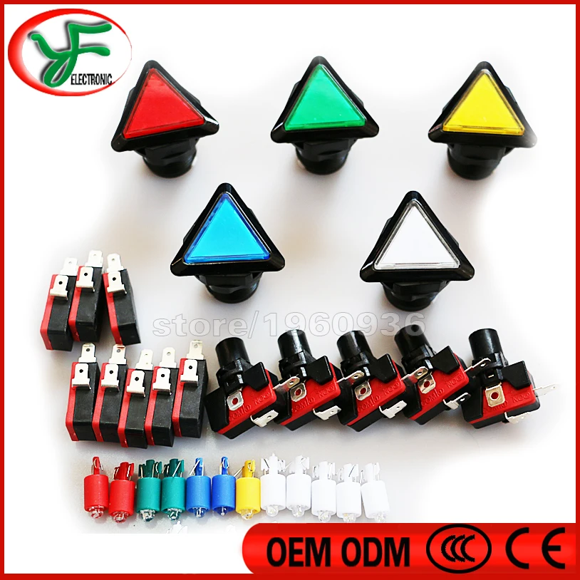 Panel Mount SPST Green Triangle Cap Momentary Game Push Button Switch