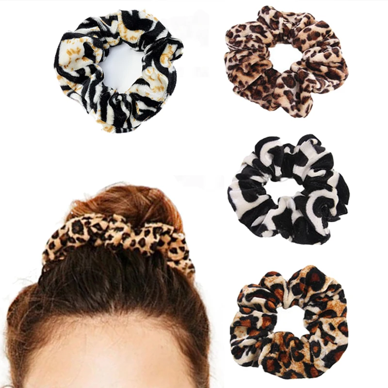 Large Intestine Circle Leopard Print Dot Large Flannelette Hair Circle For Women Ponytail Hair Binding Elastic Cloth Loop Headwe