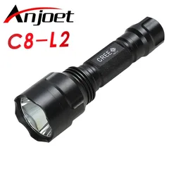 Anjoet-linterna Led recargable XML L2 impermeable, 1 modo, batería 18650, táctica, para caza, Camping, bicicleta