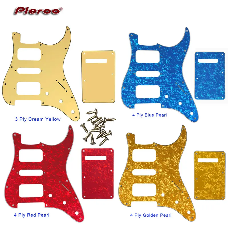 

Pleroo Quality Guitar Pickguard -For US 11 Screw Holes Start St Single Humbucker HSH Scratch Plate & Back Plate