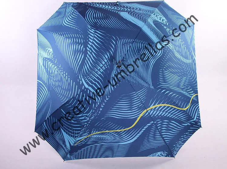 Straight aluminum square  umbrellas.14mm blue aluminum shaft and fiberglass ribs,auto open,full printed windproof,honeycomb