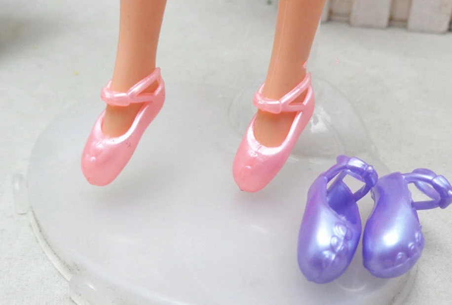 5pairs/lot Pink Purple Color Dolls Ballet Shoes Toe Shoes For Barbie Doll Accessorises Gifts