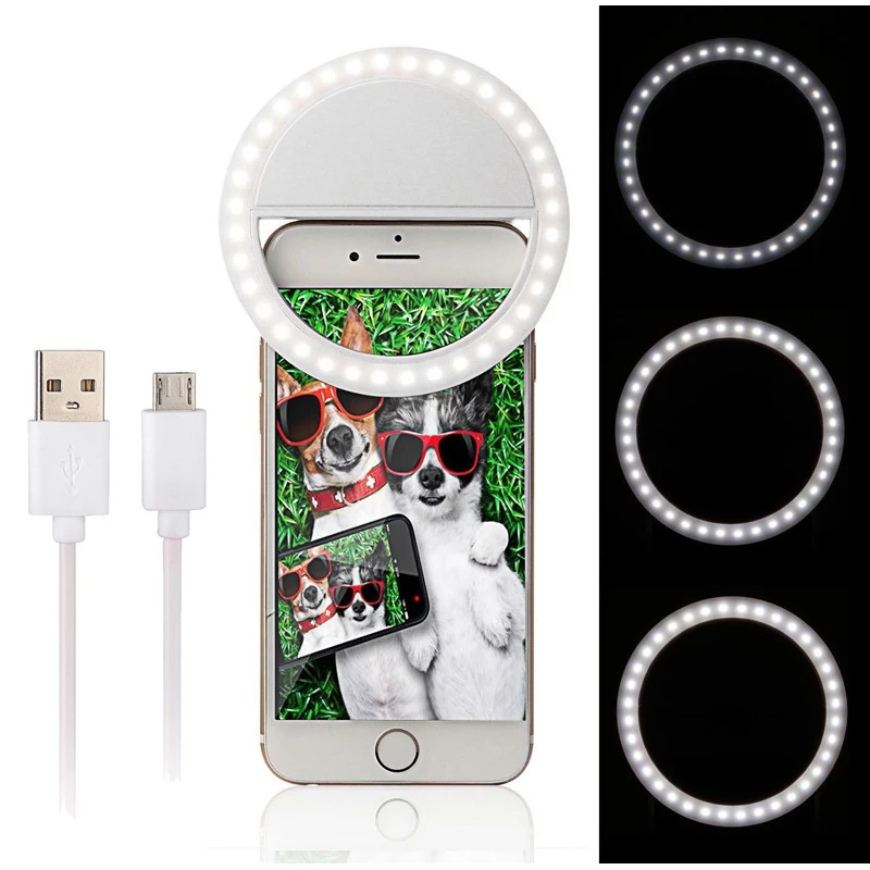 Кольцо-вспышка для селфи Iphone 8, 7 Plus, с USB-зарядкой