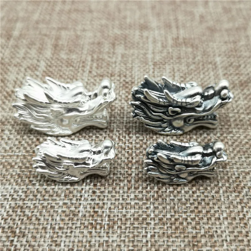

Бусина из серебра 999 пробы с головой дракона 3D для браслетов и ожерелий, вес бусин светильник
