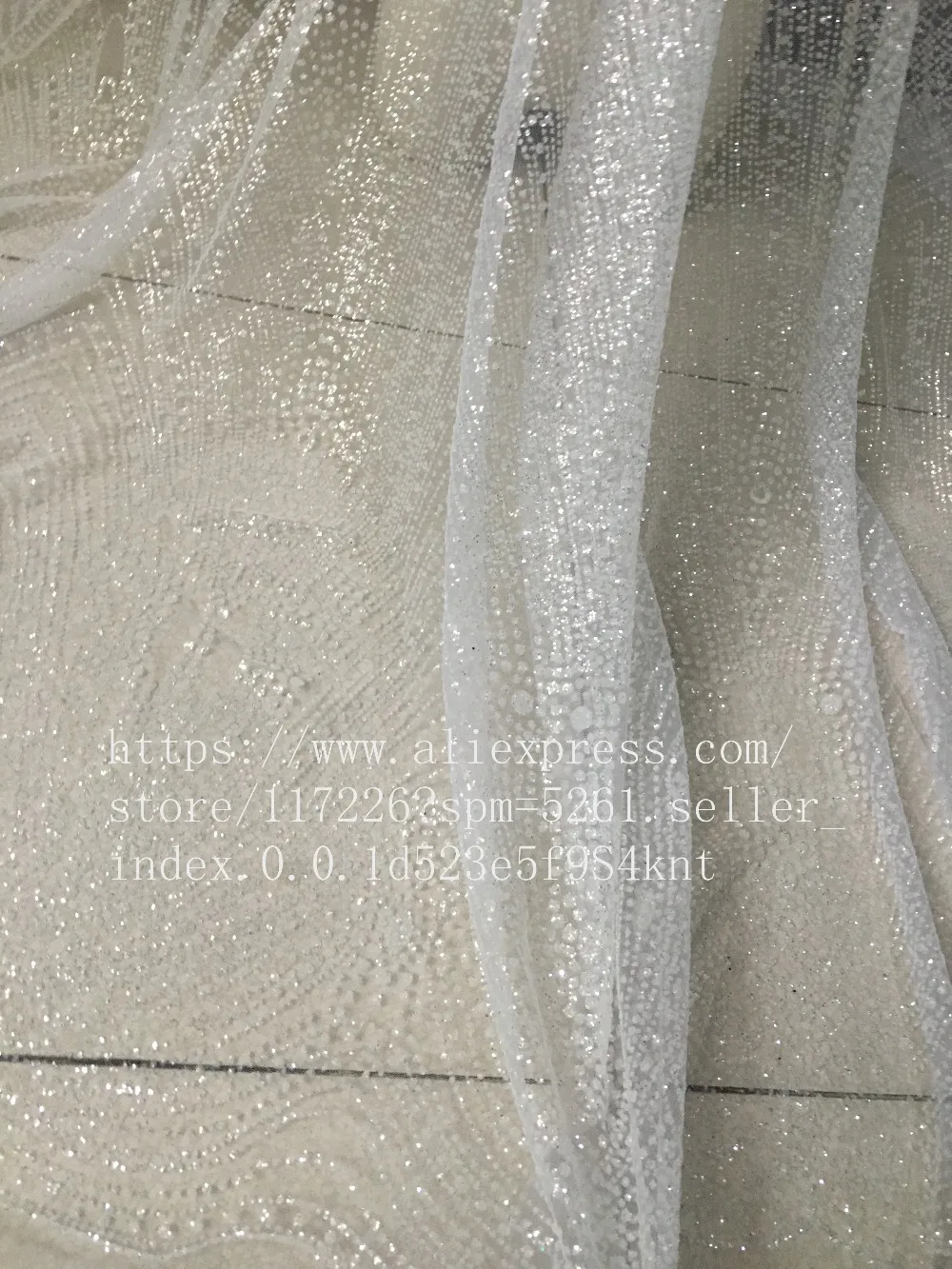 

modern design french net lace fabric glued glitter white african Tulle lace JRB-56734 for nice dress in white color