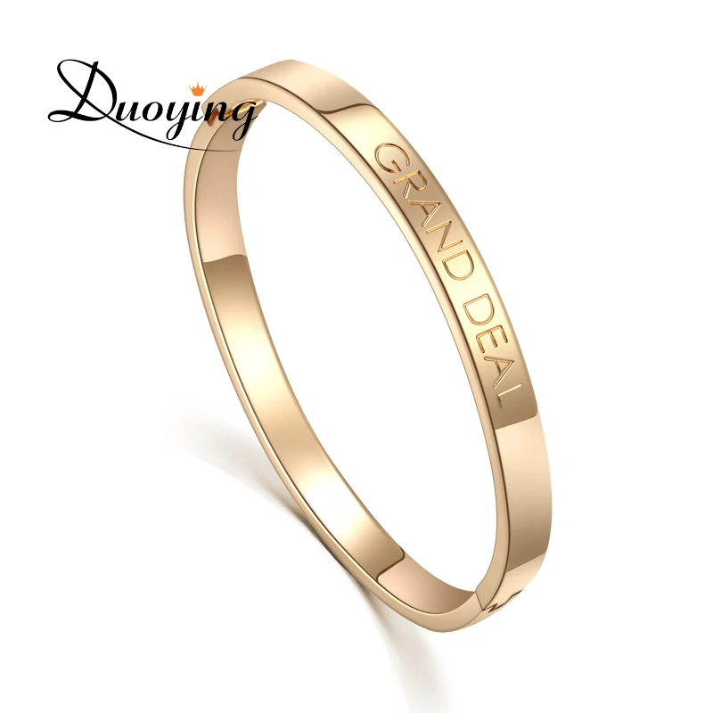 DUOYING Custom Name Copper 6mm Bangle Bracelet Personalized Initial Engraved Name Bracelet & Bangle For Lovers supplier