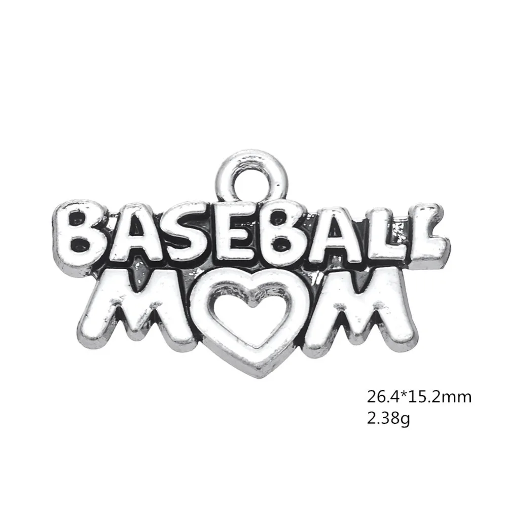 My Shape Football Baseball Hockey Soccer Basketball Mom Heart Pendants Sport Charms for DIY Jewelry Making Accessories 20pcs