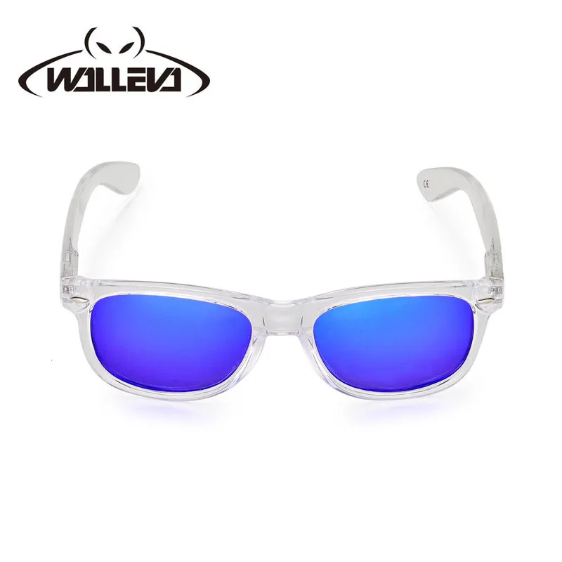 Walleva Kudo Square Colorful Polarized Sunglasses UV400 Large size transparent frame series