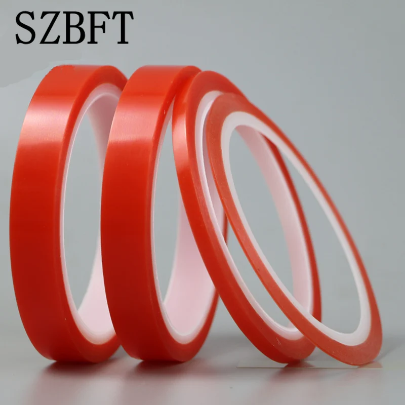 SZBFT 2 rolki 1mm ~ 5mm * 5M mocny klej PET czerwona folia przezroczysta dwustronna taśma bez śladu do ekranu LCD telefonu