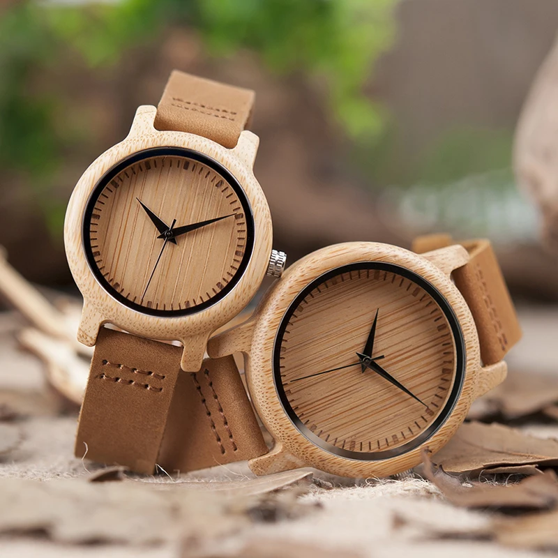 BOBO BIRD Ladies Casual Quartz Watches Natural Bamboo Wristwatch Top Brand Unique Clock For Couple in Gift Box