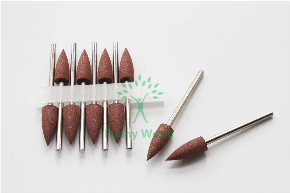 10pcs Brown SILICONE Rubber polishers Diamond  Extra Coarse Polishing Burs For Dental Lab