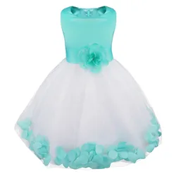 Infantil Kids Girl Flower Dress Bridesmaid Petals Formal Dress Vestidos Pageant Wedding Bridal Party Dress with Big Bowknot