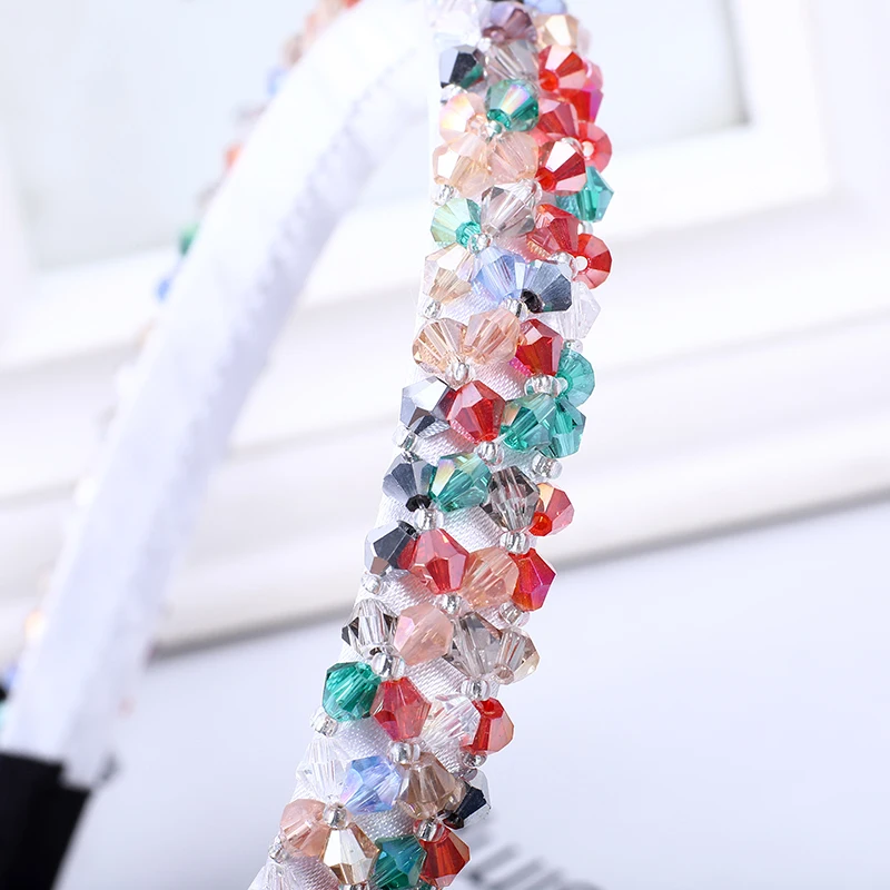 1pc Women Hair Band Handmade Bead Rhinestone Crystal Head Hair Hoop Band Full Crystal Headband Hair Accessories For Girls