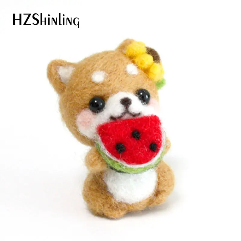 Non-Finished Felt Kit Girl Naughty Cute Dog Pets Handmade Toy Doll Wool Felt Poked Kitting Non-Finished DIY Wool Felting Package