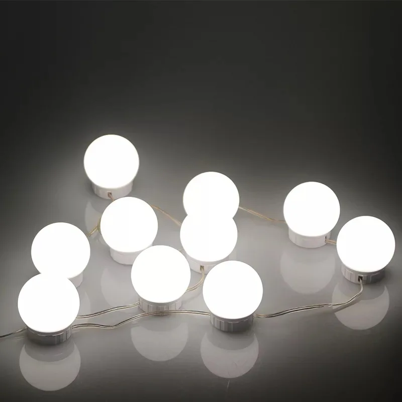 Kit de bombillas LED para espejo de maquillaje, iluminación alimentada por USB, cadena que puede absorber cableado oculto, 10 Uds., 14 Uds.