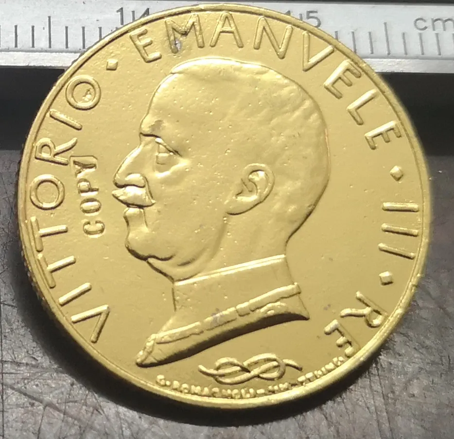 

Золотая копия монеты 1931 Италия 100 Лири-Витторио эмануеле III