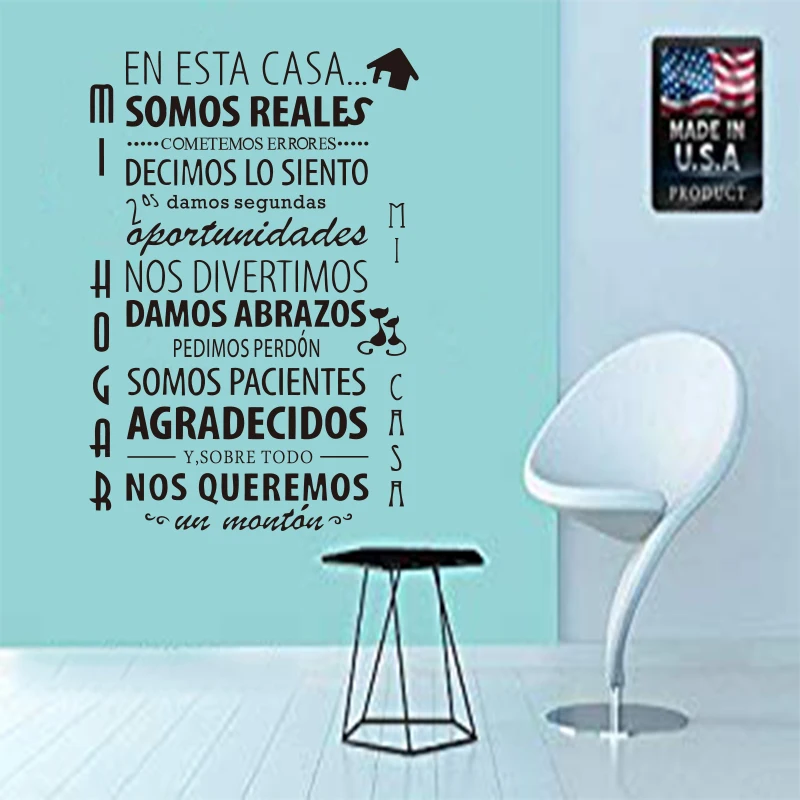 Removable Vinyl Carved Wall Sticker Spanish House Rules Art Wallpaper Simple Home Decoration, Painting SP-018