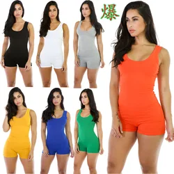 Summer Fitness Workout Short Trousers Sleeveless Clubwear Short Pants Bodycon Jumpsuits Rompers Women Ladies Slim Playsuit