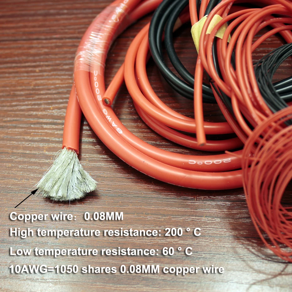 5 Mét/lô Thêm Mềm Mại Chống Nhiệt Độ Cao Dây Silicone RC Dây 8 10AWG 12 14 16 18AWG 20 22 24 26 Đỏ Đen