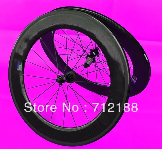 Full carbon Road bicycle clincher wheelset  88mm - Rim + Spokes + hub + QR skewers