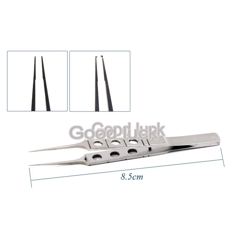 12 Designs Micros Stainless Steel Titanium Alloy 11CM Dovetailed Straight/Bend Head Tweezers Platforms Ophthalmic Forceps