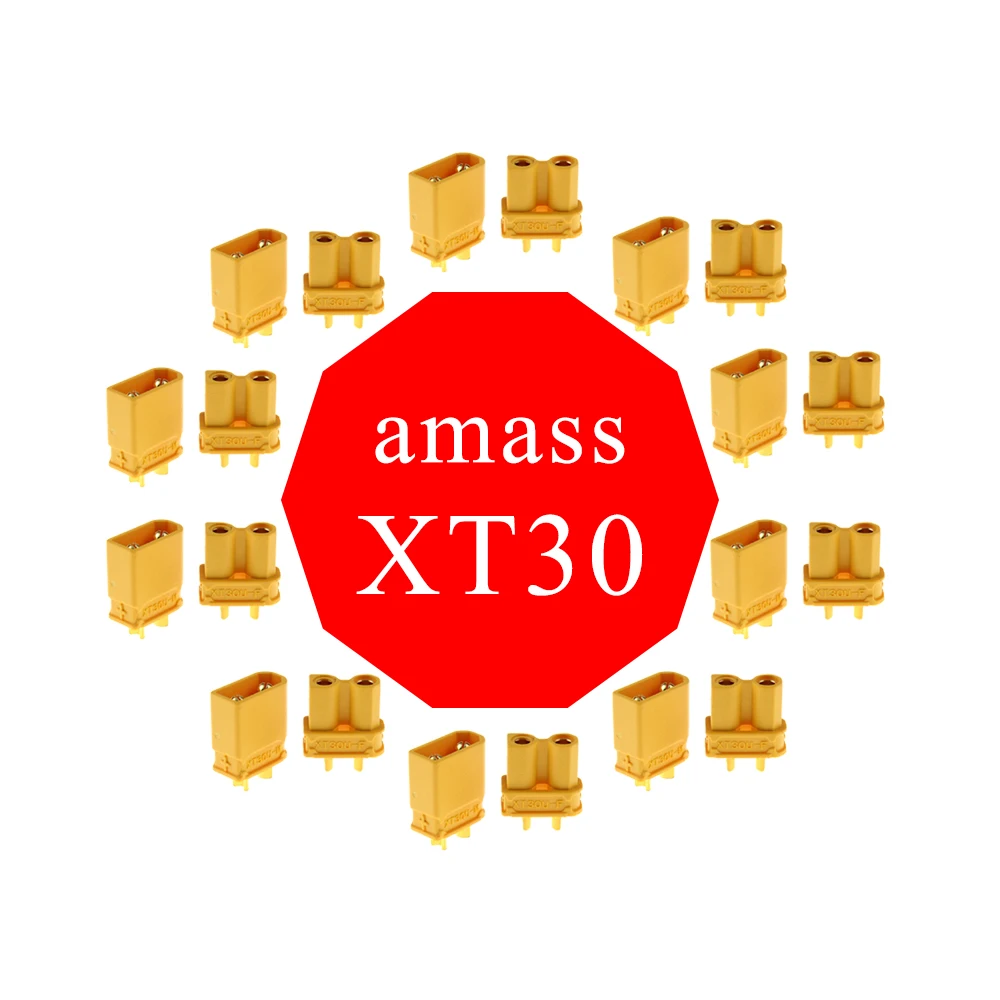 Amass 10 Pair XT30 XT30U przejściówka Adapter męskie złącze Bullet pozłacany wtyk bananowy