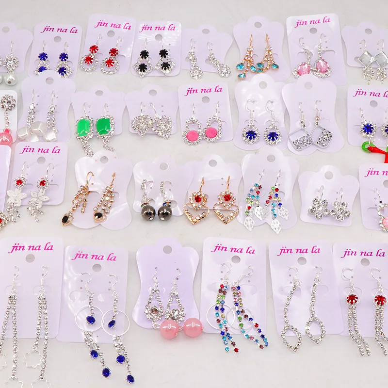 

Fashion 30pairs/Lot Cute Crystal Mixed Dangle Drop Earrings For Women Best Gift Party Jewelry Earrings