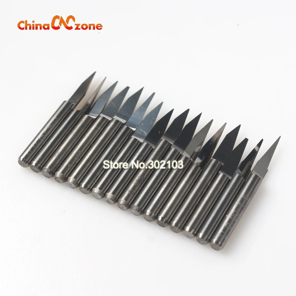 16pcs 3.175mm 10/20/25/30 Degree Shape Flat Bottom Carbide PCB Engraving Milling Cutters Spiral Bit CNC Router bits tools