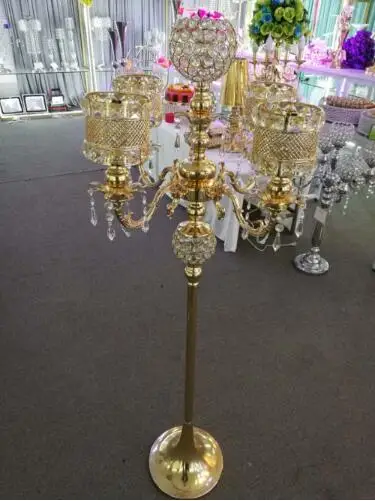 

135 cm Tall Crystal Centerpiece Wedding Gold Decoration Ceremony Event Home Decor Road Lead